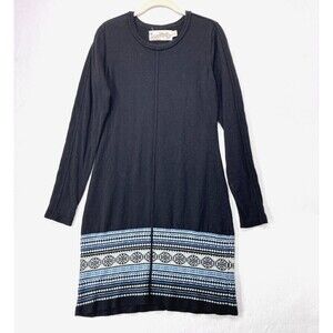 Aventura Dress Women Medium Black Eco Merino Wool Blend Sweater Midi Long Sleeve